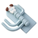 Self Adhesive Hanger Punch Free Rotating 3 Hooks Cute Animal Wall Door Holder for Keys Dog-1