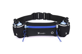 Hydration Running Belt with 2 Water Bottles and Phone Pouch for Marathon Hiking - Blue
