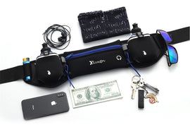 Hydration Running Belt with 2 Water Bottles and Phone Pouch for Marathon Hiking - Blue - 0