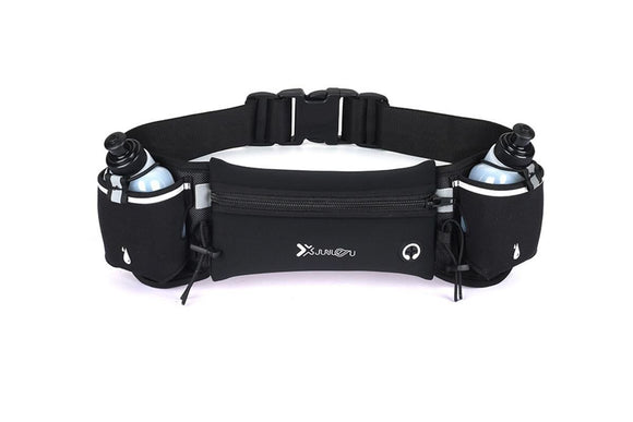 Hydration Running Belt with 2 Water Bottles and Phone Pouch for Marathon Hiking - Blue
