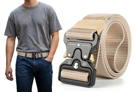 Nylon Tactical Belt Quick-Release for Outdoor Work Daily - Khaki