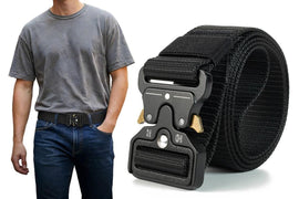 Nylon Tactical Belt Quick-Release for Outdoor Work Daily - Black