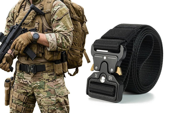 Nylon Tactical Belt Quick-Release for Outdoor Work Daily - Black