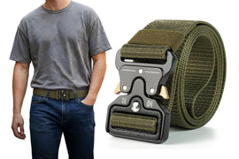 Nylon Tactical Belt Quick-Release for Outdoor Work Daily - Army Green
