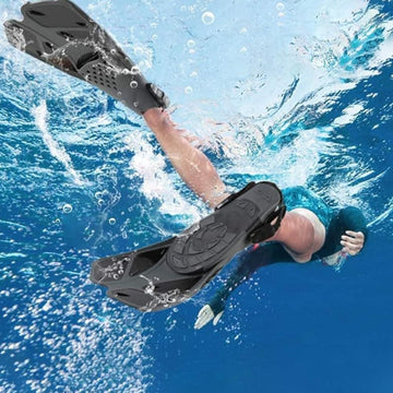 Pair of Snorkel Fins Diving Swim Fins Adjustable Open Heel Swimming Barefoot Flippers Black - S - 0