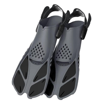 Pair of Snorkel Fins Diving Swim Fins Adjustable Open Heel Swimming Barefoot Flippers Black - L