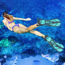 Pair of Snorkel Fins Diving Swim Fins Adjustable Open Heel Swimming Barefoot Flippers Cyan - S-3