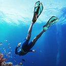 Pair of Snorkel Fins Diving Swim Fins Adjustable Open Heel Swimming Barefoot Flippers Cyan - S-6