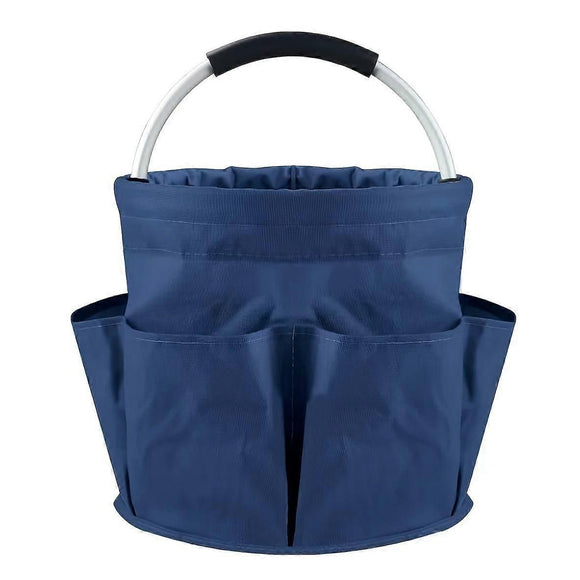 Foldable Storage Basket with Handle and Multiple Pockets, Waterproof Picnic and Camping Organizer - Blue
