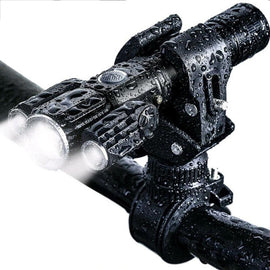 3-Head USB Rechargeable Headlight With Bracket for Night Cycling - 0