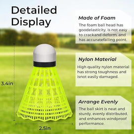 Durable Nylon Badminton Shuttlecocks Indoor Outdoor Training Recreational Yellow 12 Pack - 0