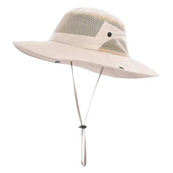 Anti UV Sport Bucket Hat, Foldable Wide Brim Summer Cap for Cycling Hiking - Khaki