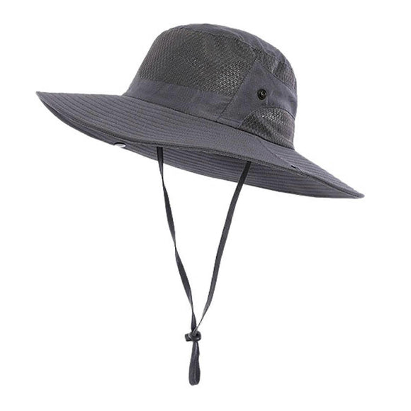 Anti UV Sport Bucket Hat, Foldable Wide Brim Summer Cap for Cycling Hiking - Dark Gray