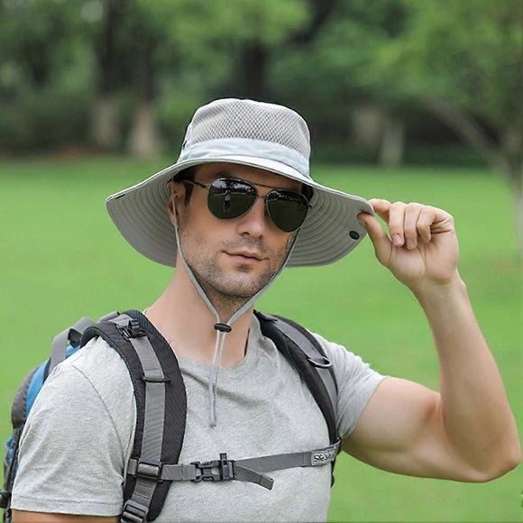 Foldable Anti-UV Bucket Sun Hat, Adjustable Wide Brim Summer Cycling Cap - Khaki