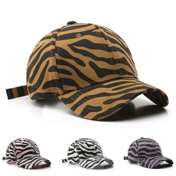 Zebra Print Baseball Cap, Adjustable Cotton Blend Sun Hat for Outdoor
