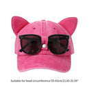 Cat Ear Baseball Cap with Sunglasses Decor, Adjustable Summer Outdoor Cap - Rose Red-3