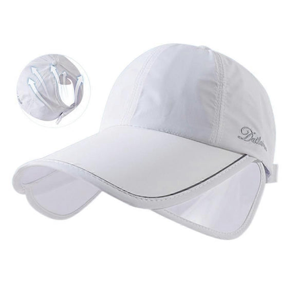 Wide Brim Adjustable Sports Visor Cap, Foldable Outdoor Sun Hat - White