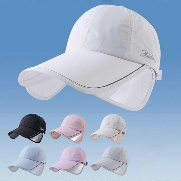 Wide Brim Adjustable Sports Visor Cap, Foldable Outdoor Sun Hat - White