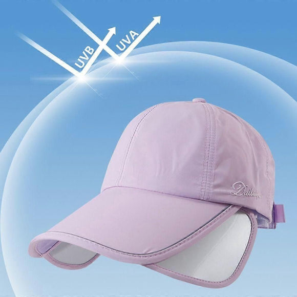 Wide Brim Adjustable Sports Visor Cap, Foldable Outdoor Sun Hat - Light Gray