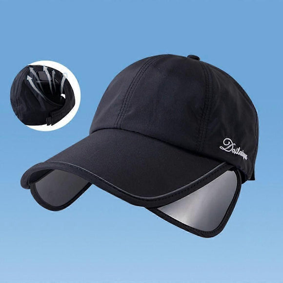 Wide Brim Adjustable Sports Visor Cap, Foldable Outdoor Sun Hat - Light Gray