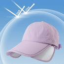 Wide Brim Adjustable Sports Visor Cap, Foldable Outdoor Sun Hat - Beige-3
