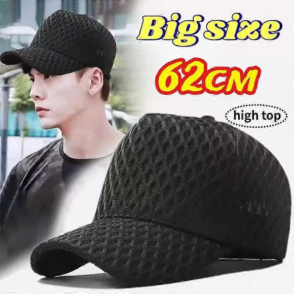 Oversize Mesh Trucker Cap, Big Brim Breathable Baseball Cap for Summer - Navy Blue L
