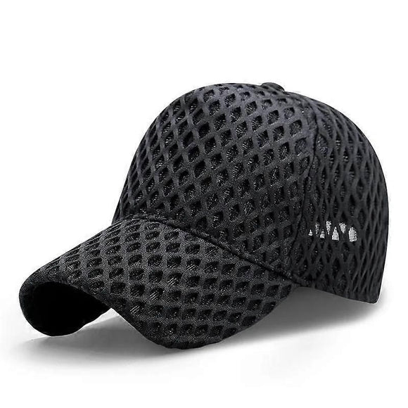 Oversize Mesh Trucker Cap, Big Brim Breathable Baseball Cap for Summer - Black L
