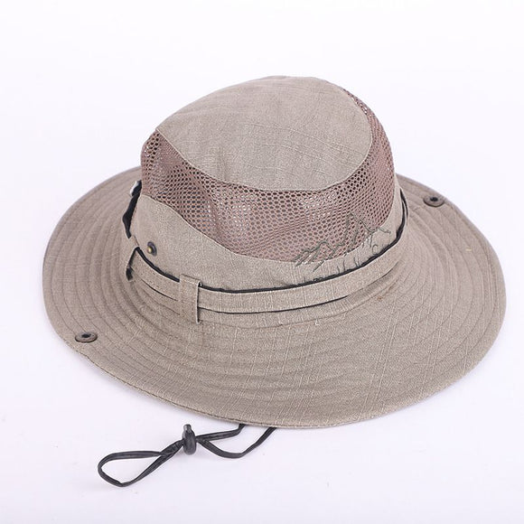 Foldable UV Protection Bucket Hat, Cotton Fishing Safari Hat with Chin Strap, Khaki