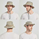 Foldable UV Protection Bucket Hat, Cotton Fishing Safari Hat with Chin Strap, Army Green-3