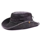 Foldable UV Protection Bucket Hat, Cotton Fishing Safari Hat with Chin Strap, Black-1
