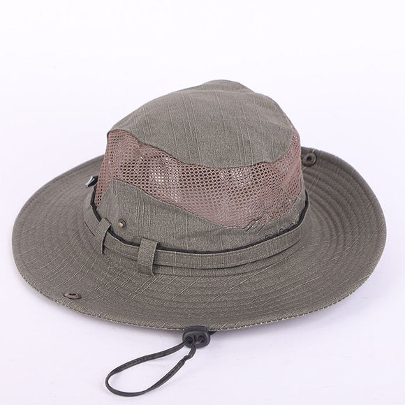 Foldable UV Protection Bucket Hat, Cotton Fishing Safari Hat with Chin Strap, Coffee