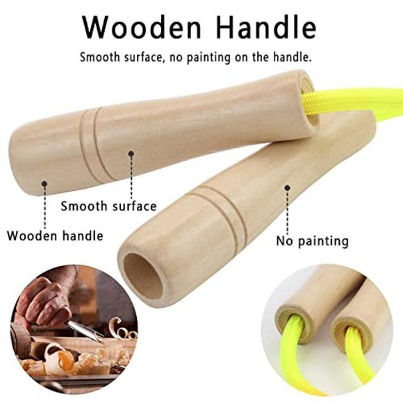 16Ft Adjustable Multi Person Long Jump Rope Wooden Handle Colorful Fitness Equipment