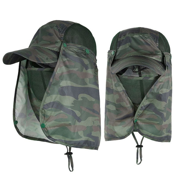 Hiking Hat with Neck and Face Flap, Breathable Baseball Sun Cap for Garden Fishing
