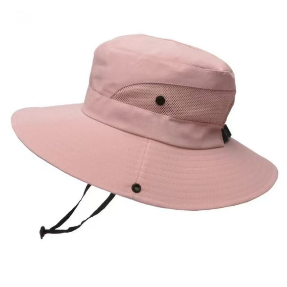 Wide Brim Bucket Hat, Breathable Hiking Fisherman Sun Hat, Pink