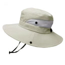 Wide Brim Bucket Hat, Breathable Hiking Fisherman Sun Hat, Beige-1
