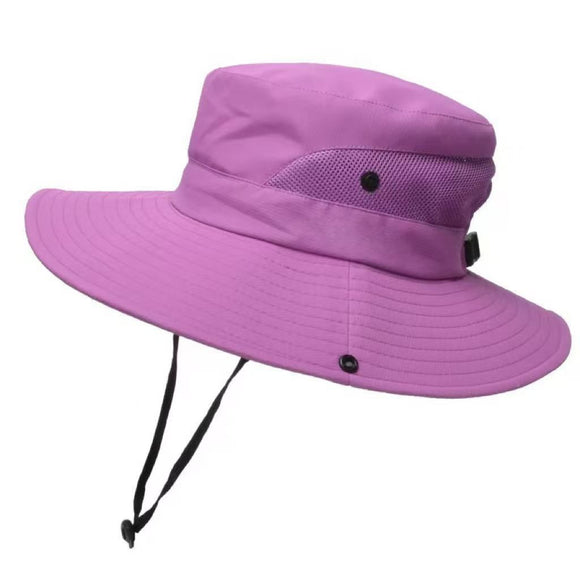 Wide Brim Bucket Hat, Breathable Hiking Fisherman Sun Hat, Purple