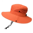 Wide Brim Bucket Hat, Breathable Hiking Fisherman Sun Hat, Orange-1