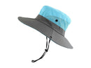 Wide Brim Bucket Hat, Breathable Hiking Fisherman Sun Hat, Blue Gray-2