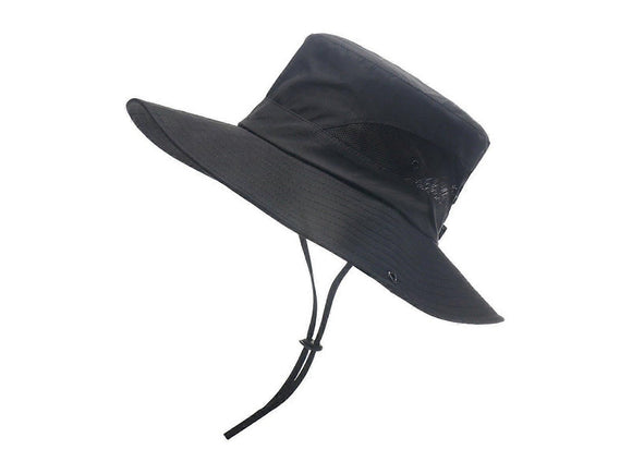 Wide Brim Bucket Hat, Breathable Hiking Fisherman Sun Hat, White Gray
