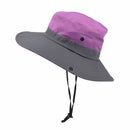 Wide Brim Bucket Hat, Breathable Hiking Fisherman Sun Hat, Purple Gray-1