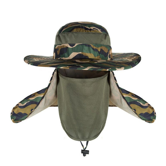 Foldable Nylon Fishing Hat with Mesh Vents, UV Protection Hiking Flap Cap