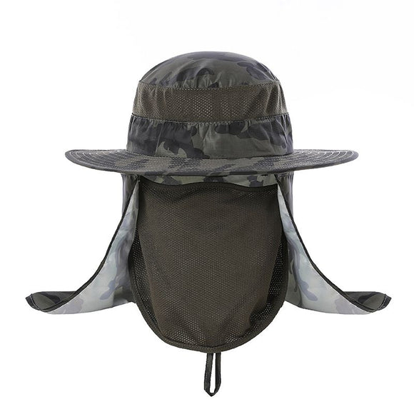 Foldable Nylon Fishing Hat with Mesh Vents, UV Protection Hiking Flap Cap