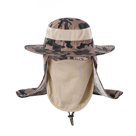 Foldable Nylon Fishing Hat with Mesh Vents, UV Protection Hiking Flap Cap