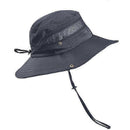 Wide Brim UV Protection Sun Hat, Breathable Mesh Fishing and Hiking Hat - Black-1