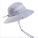 Wide Brim UV Protection Sun Hat, Breathable Mesh Fishing and Hiking Hat - Grey-1