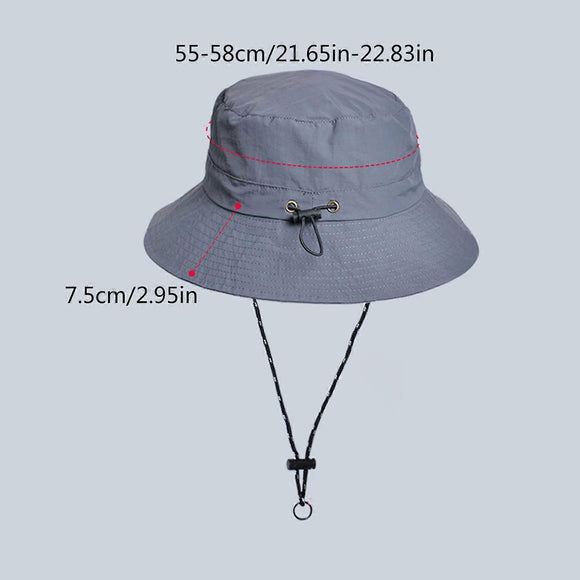 Waterproof Foldable Fisherman Hat, Nylon Fishing and Hiking Sun Hat, Blue