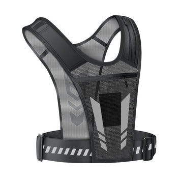 Reflective Running Vest One Size Mesh Lightweight Adjustable Breathable with Phone Pocket 1pc