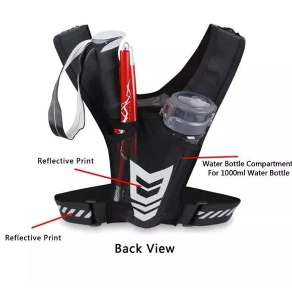 Reflective Running Vest One Size Mesh Lightweight Adjustable Breathable with Phone Pocket 1pc