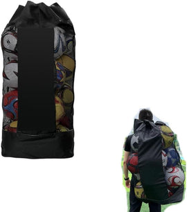 1pc Ball Storage Bag Black L Mesh Net Bag for Basketball Football Volleyball