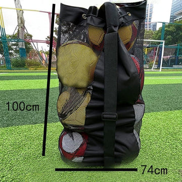 1pc Ball Storage Bag Black L Mesh Net Bag for Basketball Football Volleyball - 0